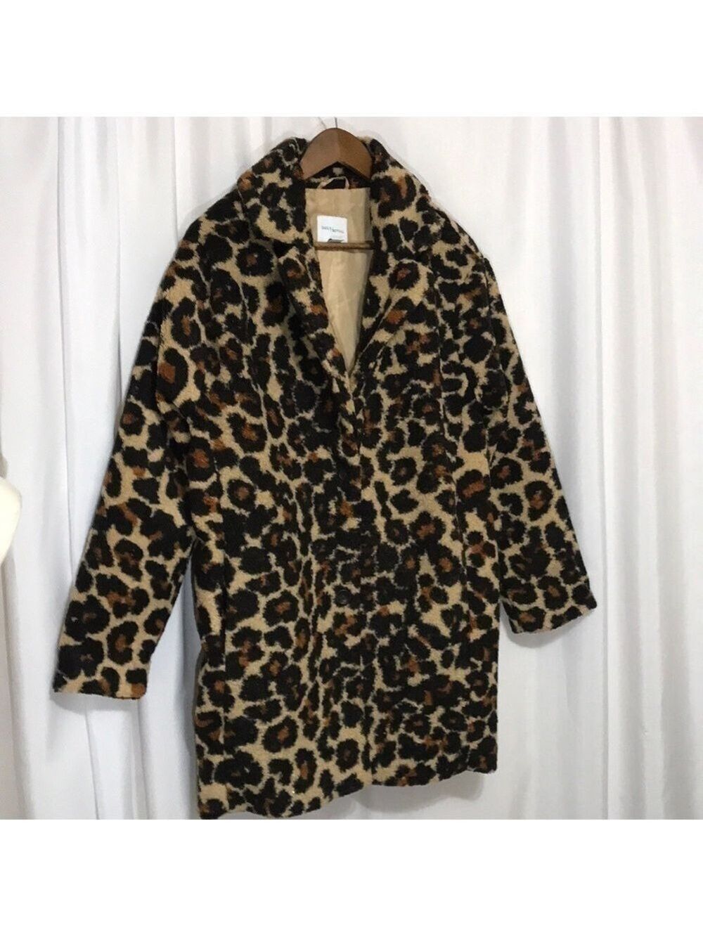 Daily Ritual Women’s Brown & Black Leopard Teddy Bear Lapel Coat Size Small - Picture 12 of 13